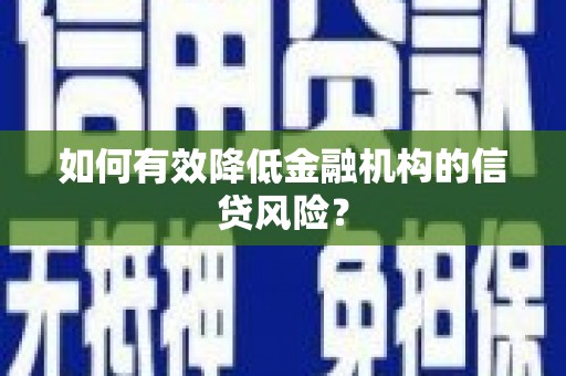 周宁如何有效降低金融机构的信贷风险？