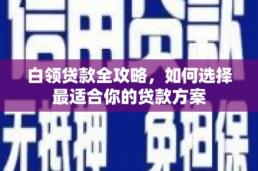 周宁白领贷款全攻略，如何选择最适合你的贷款方案